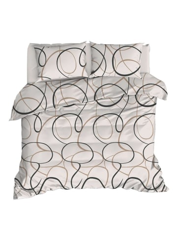 Colourful Cotton Bettwäsche-Set "LineRondom" in Creme/ Schwarz