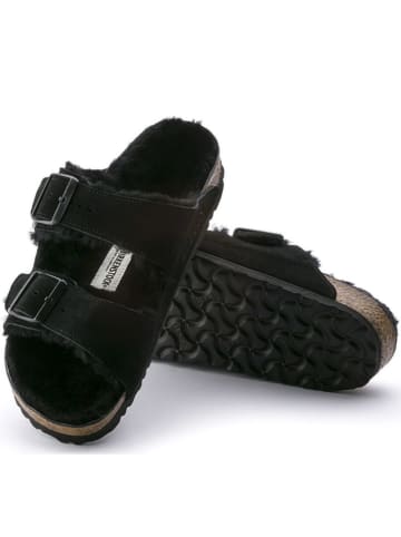Birkenstock Leder-Pantoletten "Arizona" in Schwarz - Weite N