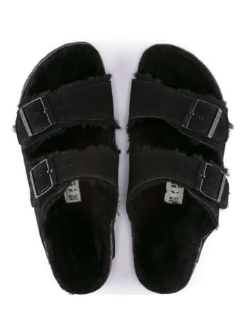 Birkenstock Leder-Pantoletten "Arizona" in Schwarz - Weite N