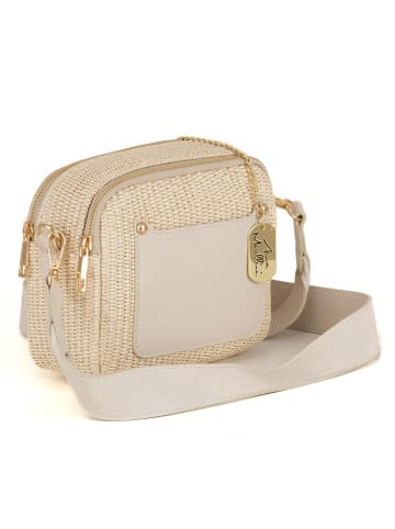 Anna Morellini Leder-Umhängetasche "Ilaria" in Beige - (B)20 x (H)17 x (T)8 cm