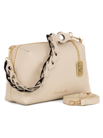 Anna Morellini Leder-Schultertasche "Gessica" in Beige - (B)27 x (H)20 x (T)12 cm