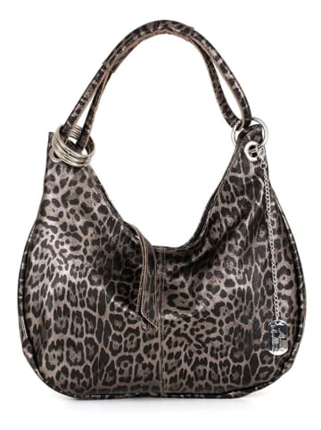 Anna Morellini Skórzana torebka "Lucetta" w kolorze szaro-czarnym - 38 x 34 x 10 cm