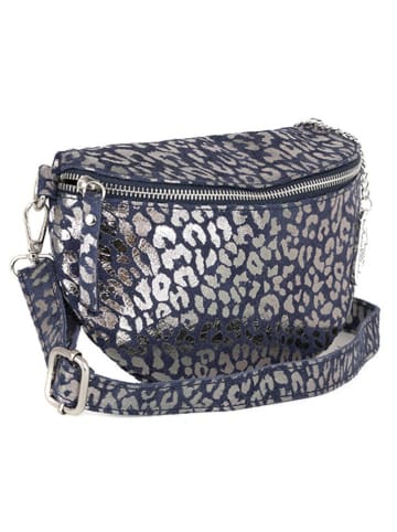 Anna Morellini Leder-Brustbeutel "Romola" in Dunkelblau/ Silber - (B)25 x (H)14 x (T)1 cm