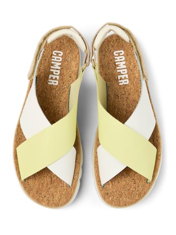 Camper Leder-Sandalen in Weiß/ Gelb