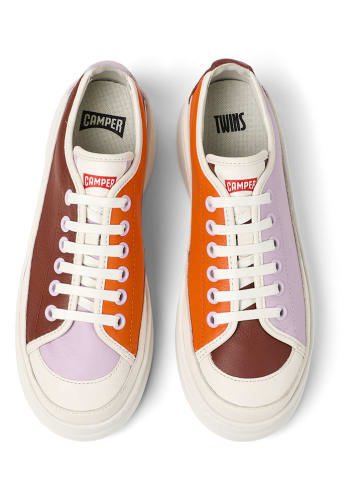 Camper Leder-Sneakers in Bordeaux/ Flieder/ Orange