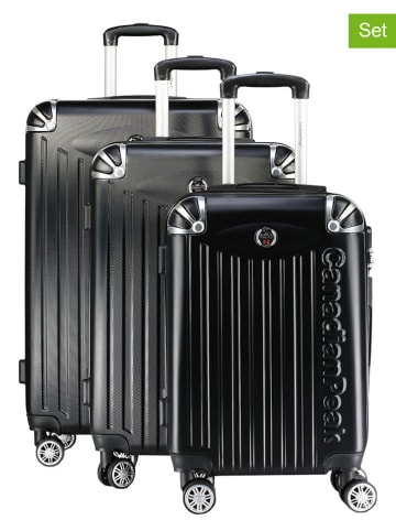 Canadian Peak 3tlg. Hardcase-Trolleyset "Softlesseak" in Schwarz