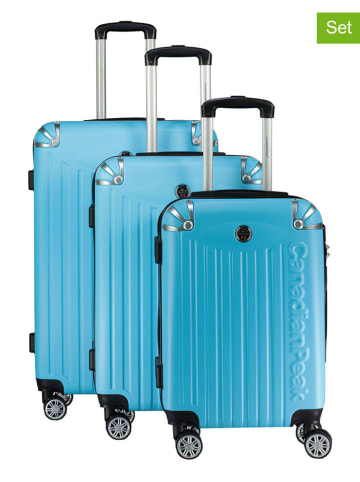 Canadian Peak 3tlg. Hardcase-Trolleyset "Softlesseak" in Hellblau