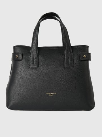 Victor & Hugo Paris Leder-Henkeltasche "Luna" in Schwarz - (B)28 x (H)20 x (T)11 cm