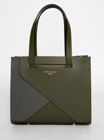 Victor & Hugo Paris Leder-Henkeltasche "Louane" in Khaki - (B)22 x (H)26 x (T)8 cm