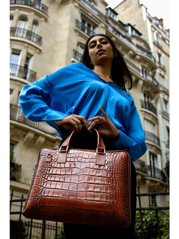 Victor & Hugo Paris Leder-Henkeltasche "Peyton" in Braun - (B)38 x (H)29 x (T)6 cm