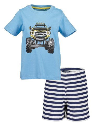 Blue Seven Pyjama in Hellblau/ Weiß/ Dunkelblau