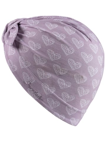 Sterntaler Knotenmütze "Herzen" in Lila