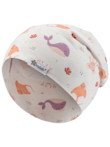 Sterntaler Czapka beanie "Underwater" w kolorze biało-pomarańczowo-fioletowym
