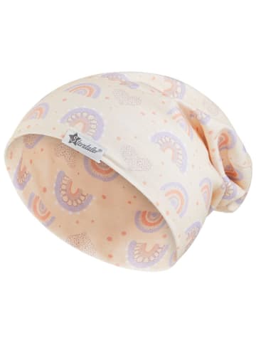 Sterntaler Beanie "Regenbögen" in Beige/ Lila