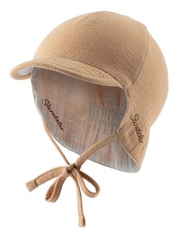 Sterntaler Pet met nekbescherming "Musselin" lichtbruin/wit
