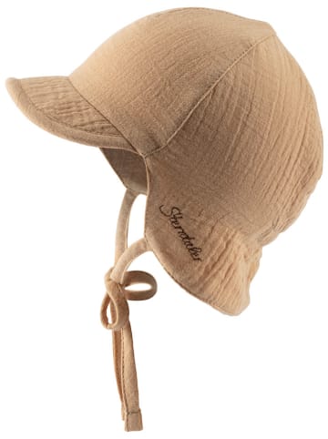 Sterntaler Pet met nekbescherming "Musselin" lichtbruin/wit