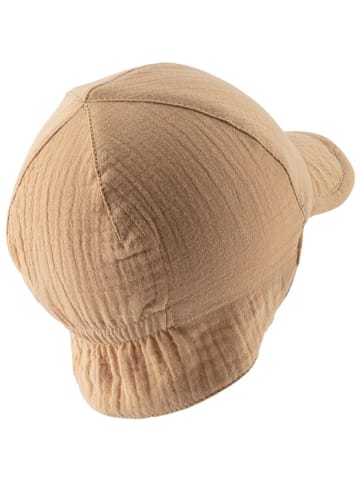 Sterntaler Pet met nekbescherming "Musselin" lichtbruin/wit