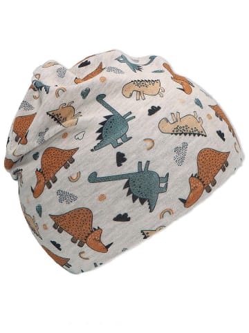 Sterntaler Beanie "Dino" in Hellgrau/ Blau/ Hellbraun