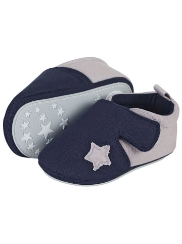 Sterntaler Krabbelschuhe in Dunkelblau/ Beige