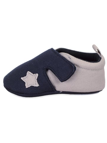 Sterntaler Krabbelschuhe in Dunkelblau/ Beige