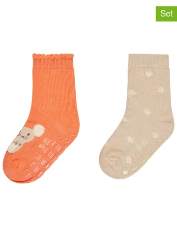 Sterntaler 2er-Set: ABS-Socken "Maus" in Beige/ Orange