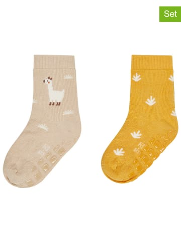 Sterntaler 2er-Set: ABS-Socken "Lama" in Beige/ Gelb