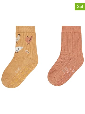 Sterntaler 2er-Set: ABS-Socken "Hühner" in Gelb/ Orange