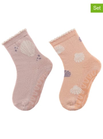 Sterntaler 2er-Set: ABS-Socken "Muscheln" in Rosa/ Orange