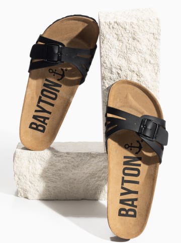 BAYTON Leren slippers "Athena" zwart