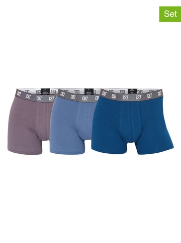 CR7 3er-Set: Boxershorts in Blau/ Hellblau/ Lila