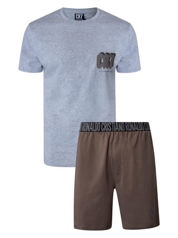 CR7 Pyjama in Hellgrau/ Braun