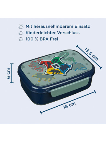 SCOOLI Brotzeitdose "Harry Potter" in Anthrazit - (B)18 x (H)6 x (T)13,5 cm