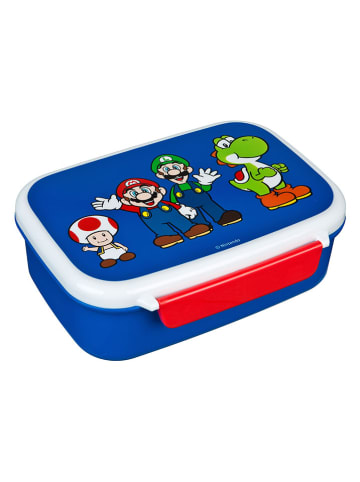 SCOOLI Brotzeitdose "Super Mario" in Blau/ Bunt - (B)18 x (H)6 x (T)13,5 cm
