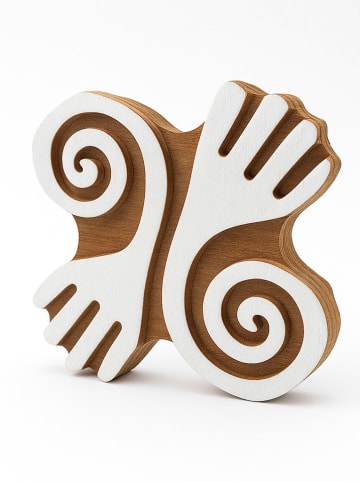 Samimi Blockdruck-Stempel in Natur/ Weiß - (L)8 x (B)8 cm