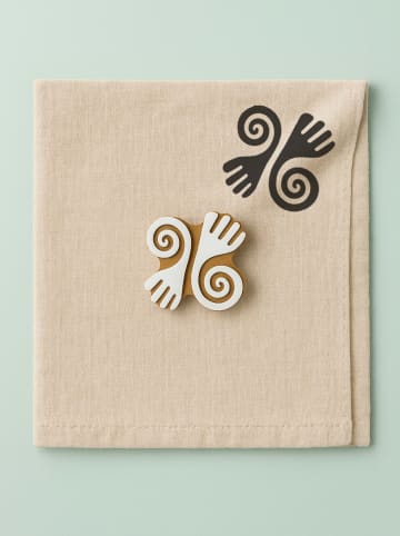 Samimi Blockdruck-Stempel in Natur/ Weiß - (L)8 x (B)8 cm