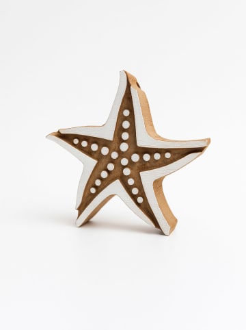 Samimi Blokstempel "Sea Star" naturel/wit - (L)10 x (B)10 cm