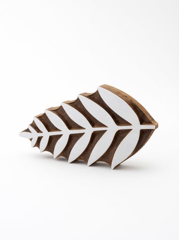Samimi Stempel "Leaf" w kolorze jasnobrązowo-białym - 10 x 6 cm