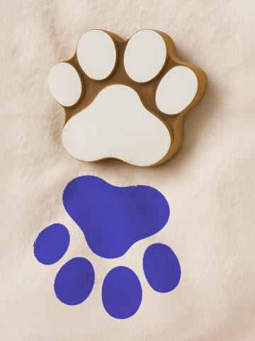 Samimi Blockdruck-Stempel ''Paw'' in Natur/ Weiß - (L)7 x (B)8 cm