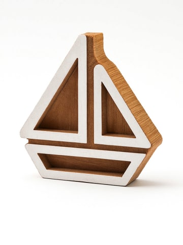 Samimi Stempel "Ship" w kolorze jasnobrązowo-białym - 7 x 6,5 cm