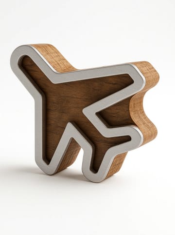 Samimi Blockdruck-Stempel ''Plane'' in Natur/ Weiß - (L)6,5 x (B)7 cm