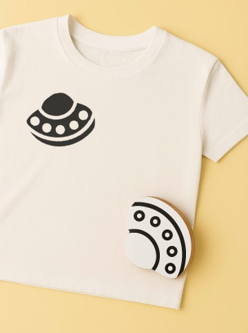 Samimi 2-delige set: blokstempels "UFO" naturel/wit - (L)4 x (B)6 cm