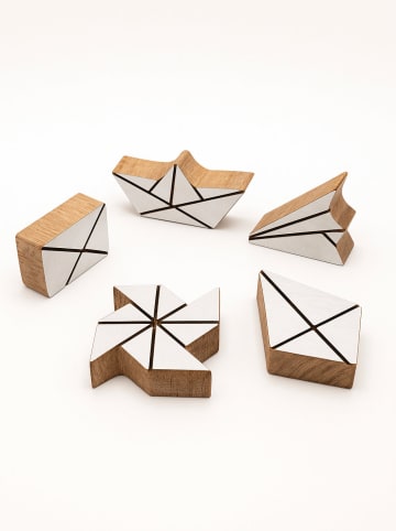 Samimi Stemple (5 szt.) "Origami" w kolorze jasnobrązowo-białym - 5 x 5 cm