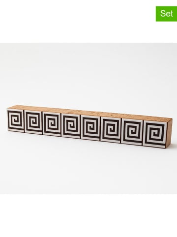 Samimi 2-delige set: blokstempels "Waterway" naturel/wit - (L)7 x (B)15 cm