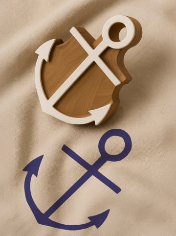 Samimi Blokstempel "Anchor" naturel/wit - (L)9 x (B)12 cm