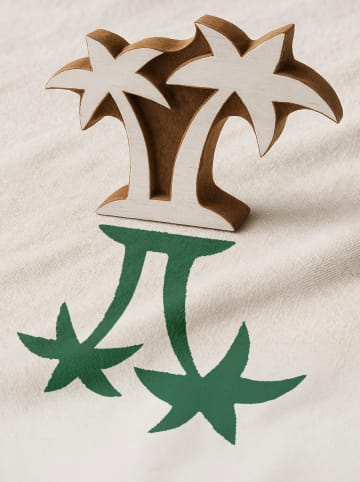 Samimi Blokstempel "Palm trees" naturel/wit - (L)11 x (B)9 cm