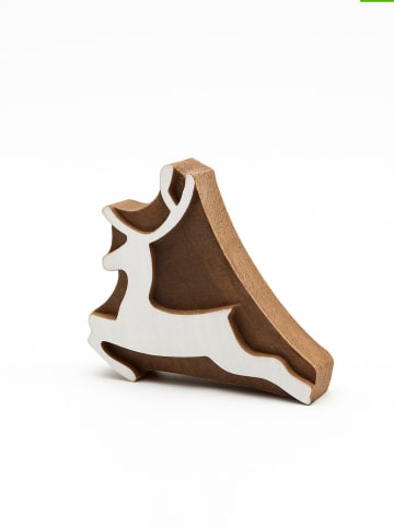 Samimi 2er-Set: Blockdruck-Stempeln ''Deer'' in Natur/ Weiß - (L)6 x (B)6 cm