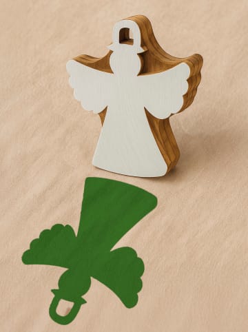 Samimi 2-delige set: blokstempels "Angel" naturel/wit - (L)6 x (B)5 cm