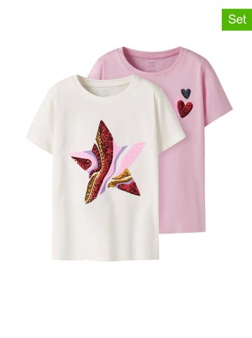 name it 2er-Set: Shirts in Weiß/ Rosa