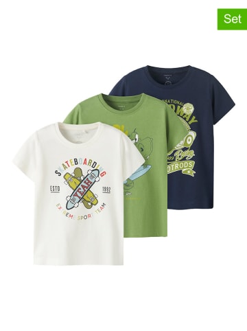 name it 3er-Set: Shirts "Karlton" in Grün/ Weiß/ Dunkelblau