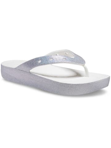 Crocs Zehentrenner "Classic Platform Glitter" in Silber